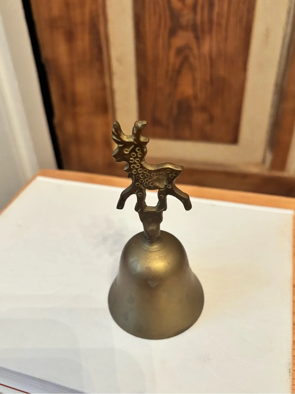 Brass Bell with Decorative Deer Finial - Gold Tone